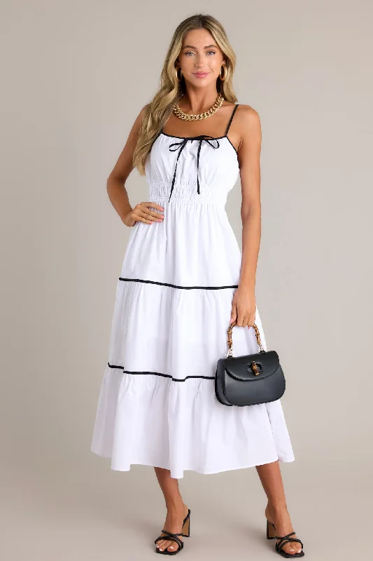 Midi dresses with printed lining for a hidden and stylish detailDelightful Discoveries White Tiered Midi Dress Midi dresses with printed lining for a hidden and stylish detailDelightful Discoveries White Tiered Midi Dress