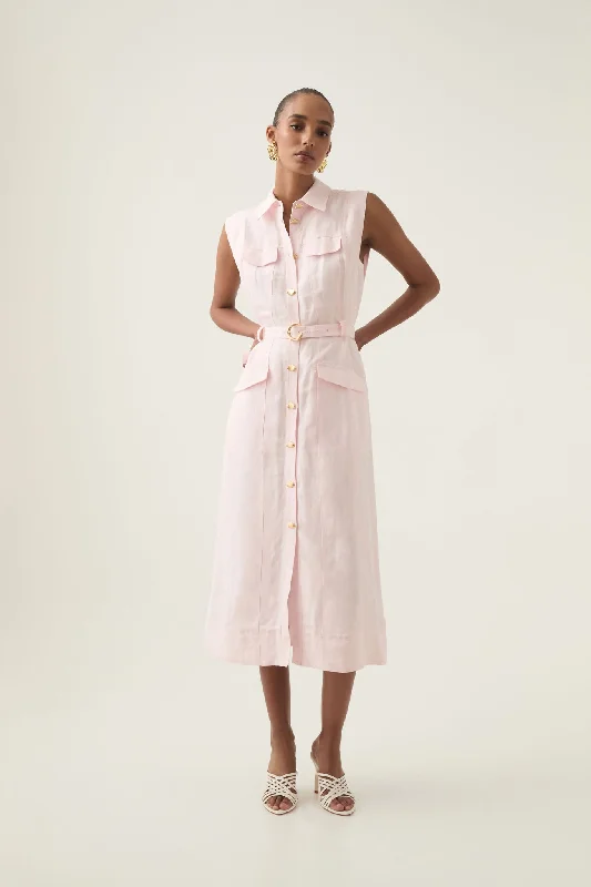 Sleeveless midi dresses with lace details for summer weddingsDulcet Logo Midi Dress