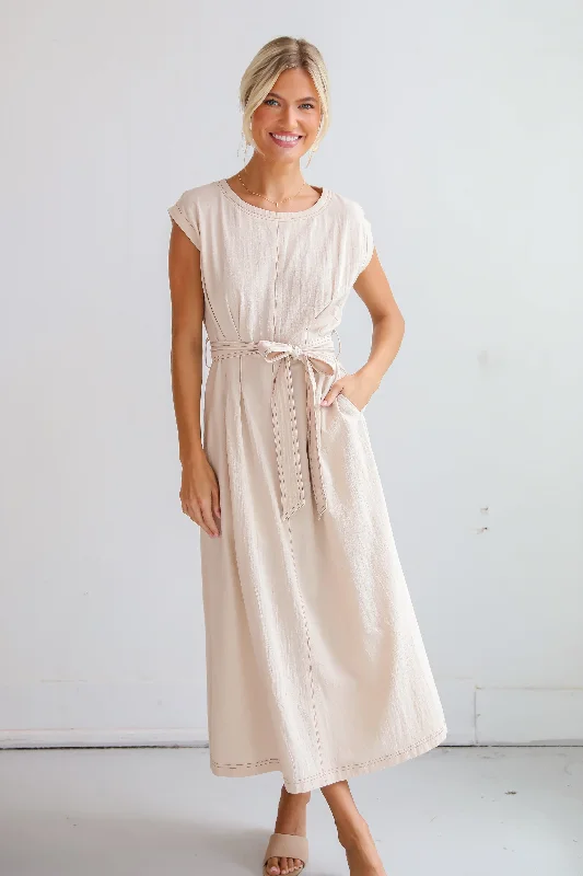 Midi dresses with keyhole backs for a flirty and unexpected detailFINAL SALE - Easy To See Natural Midi Dress Midi dresses with keyhole backs for a flirty and unexpected detailFINAL SALE - Easy To See Natural Midi Dress