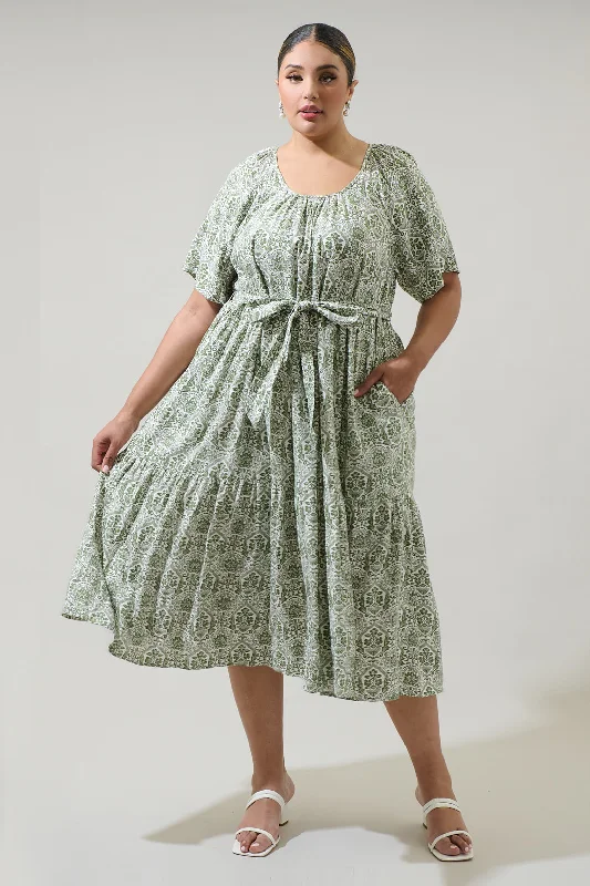 Midi dresses with empire waists for a flattering maternity optionEstrada Floral Haven Tiered Midi Dress Curve