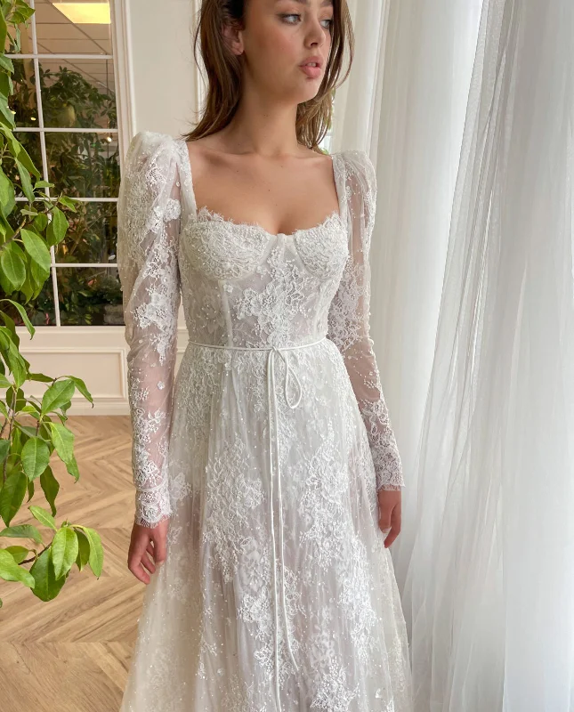 Midi dresses with mesh inserts for a trendy and breathable optionEthereal Lace Reverie Gown
