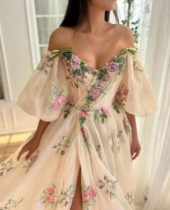 Midi dresses with side slits for a sexy and elegant appearanceFleur Trail Gown