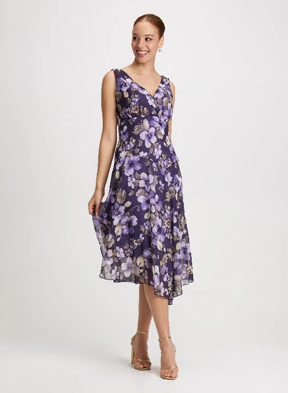 Wrap - style midi dresses in silk for a sophisticated office lookFloral Bias-Cut Dress Wrap - style midi dresses in silk for a sophisticated office lookFloral Bias-Cut Dress