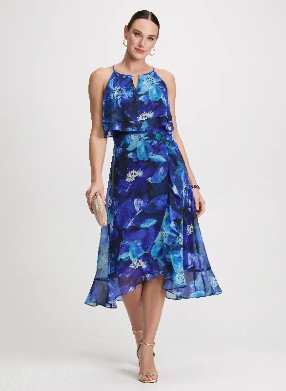 Midi dresses with fringe details for a fun and energetic styleFloral Print Dress
