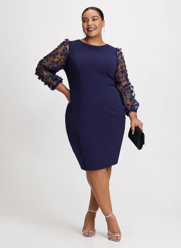 Midi dresses with metallic threads for a glamorous evening eventFloral Sleeve Sheath Dress Midi dresses with metallic threads for a glamorous evening eventFloral Sleeve Sheath Dress