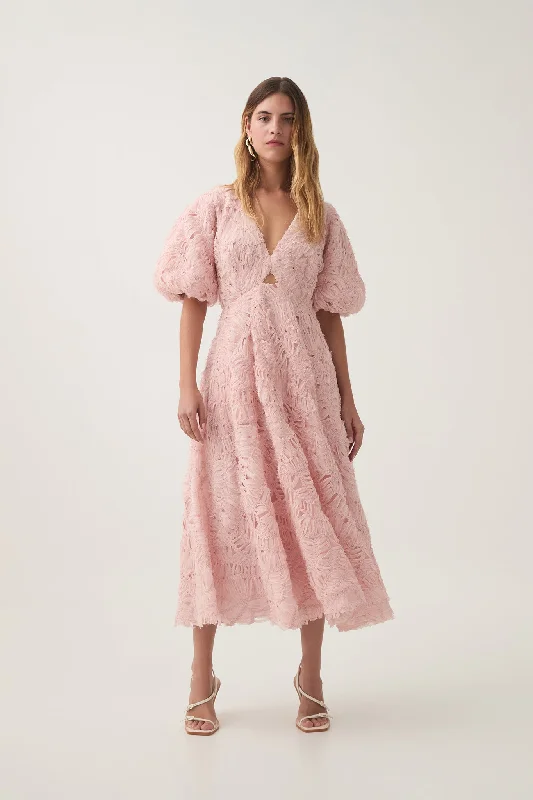 Midi dresses with V - necklines for a flattering and elongating effectFlorential Textured Midi Dress