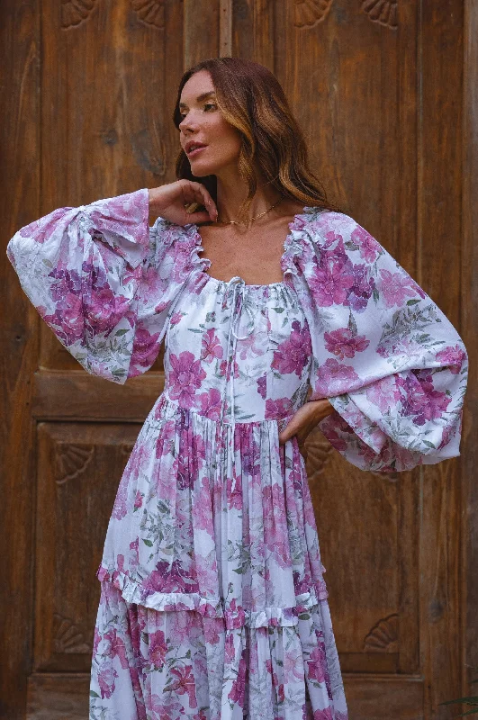 Midi dresses with button - down skirts for a unique and functional designFloriana Long Sleeve Midi Dress
