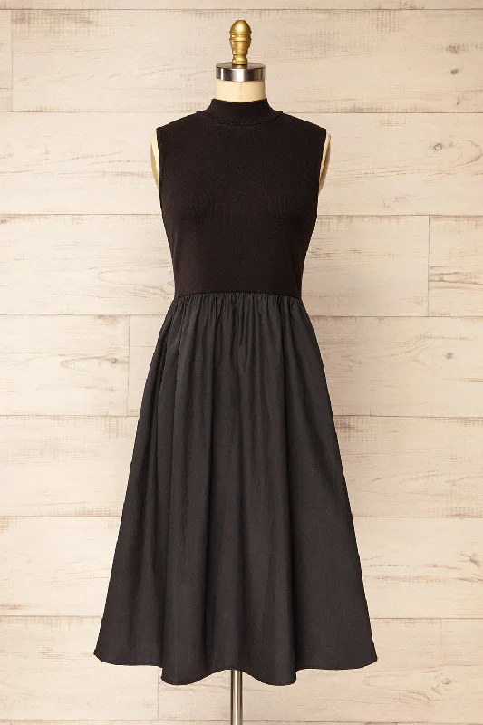 Midi dresses with animal prints for a bold and confident appearanceFrell Black | Midi Dress w/ Mock Neck Midi dresses with animal prints for a bold and confident appearanceFrell Black | Midi Dress w/ Mock Neck