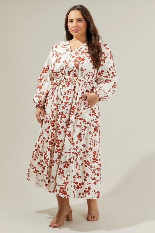 Sleeveless midi dresses with lace details for summer weddingsGarnet Floral Midi Dress Curve