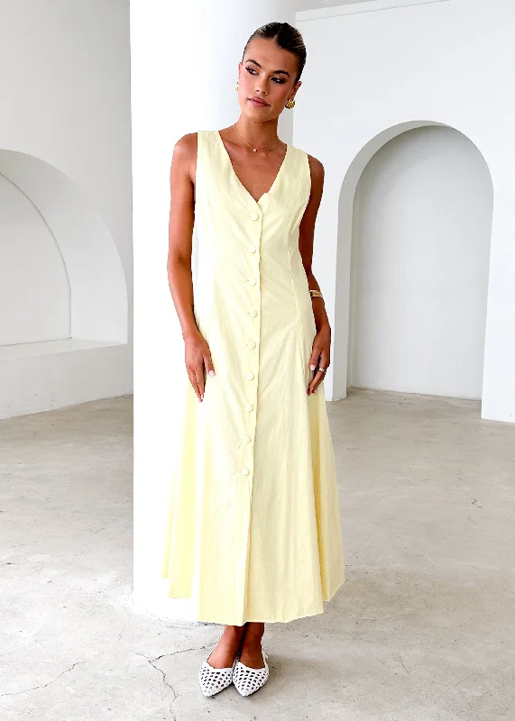 Midi dresses with satin - finish fabrics for a luxurious feelGio Midi Dress - Lemon