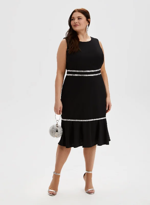 Midi dresses with ruched bodices for a feminine and fitted feelGlitter Trim Sleeveless Dress