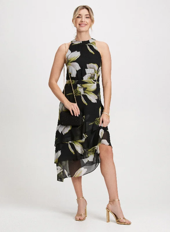 Midi dresses with pleated bodices for a classic and tailored lookHalter Neck Chiffon Dress