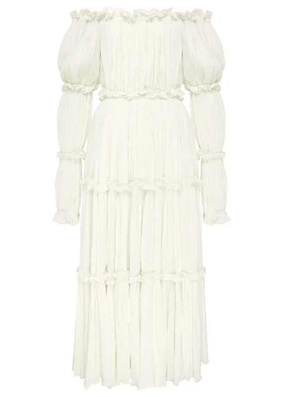 Midi dresses with V - necklines for a flattering and elongating effectHana | White