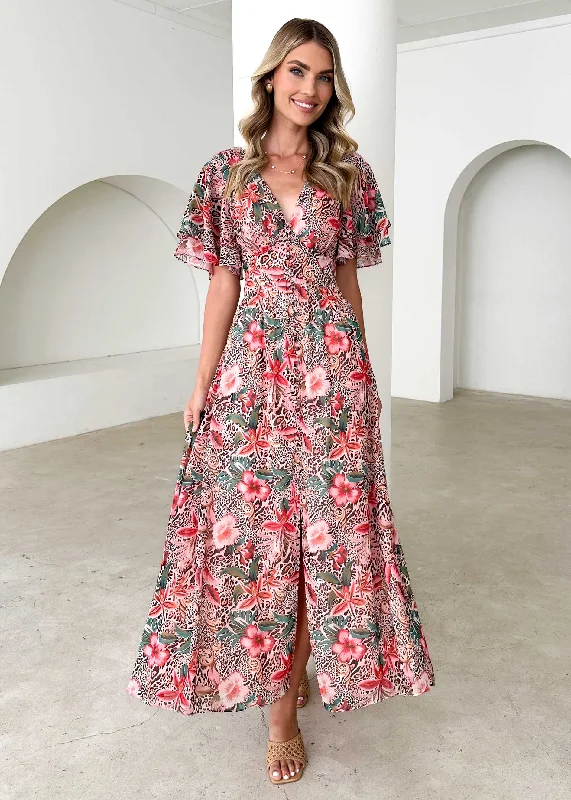 Midi dresses with sheer panels for a touch of allureHarpa Midi Dress - Jungle Paradise Midi dresses with sheer panels for a touch of allureHarpa Midi Dress - Jungle Paradise