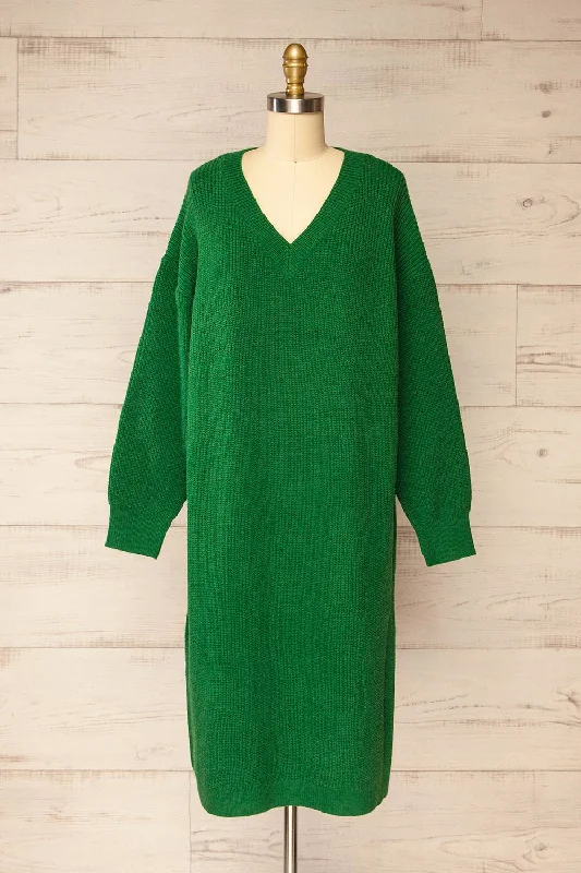 Midi dresses with off - the - shoulder necklines for a flirty lookJory Green | Knit Midi Dress Midi dresses with off - the - shoulder necklines for a flirty lookJory Green | Knit Midi Dress