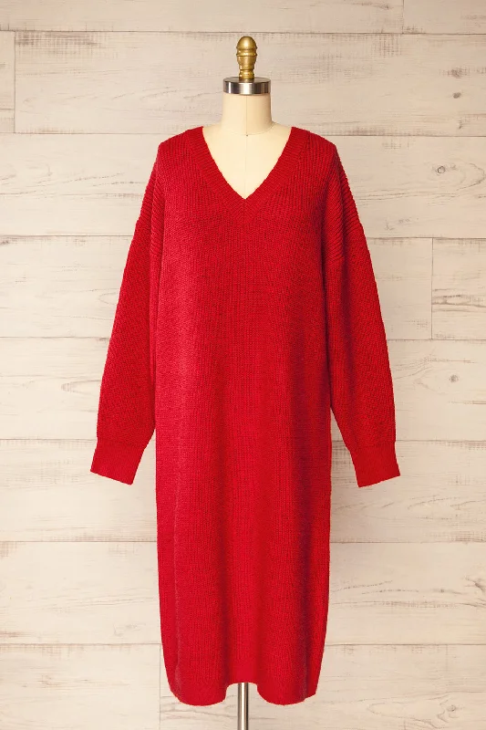 Midi dresses with printed lining for a hidden and stylish detailJory Red | Knit Midi Dress Midi dresses with printed lining for a hidden and stylish detailJory Red | Knit Midi Dress