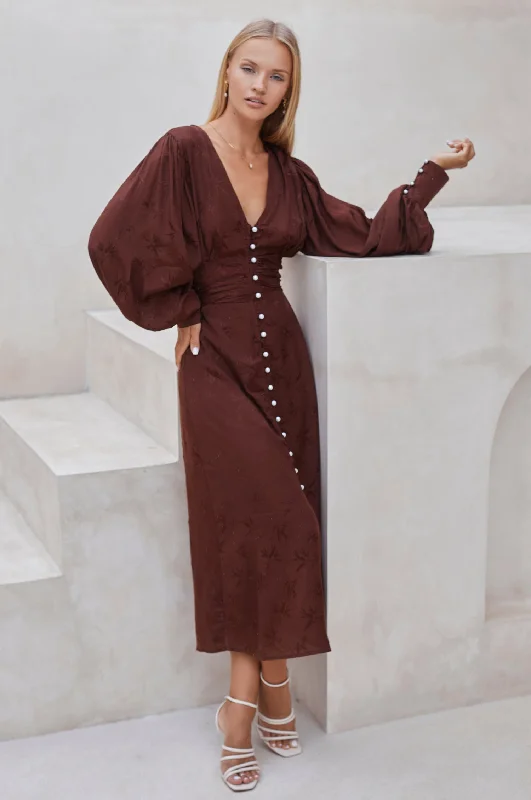 Midi dresses with puff sleeves for a vintage - inspired lookJuliette Pearl Buttons Midi Dress
