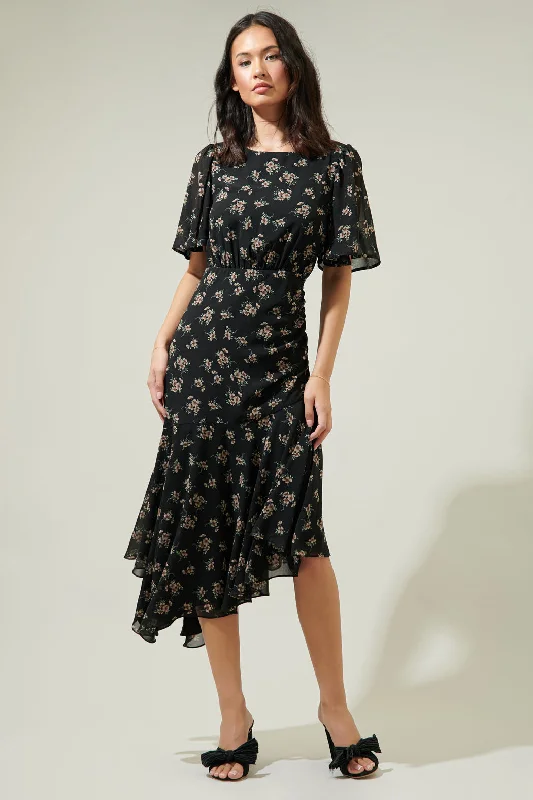 Plaid midi dresses for a fall - themed family gatheringKim Balboa Asymmetrical Midi Dress