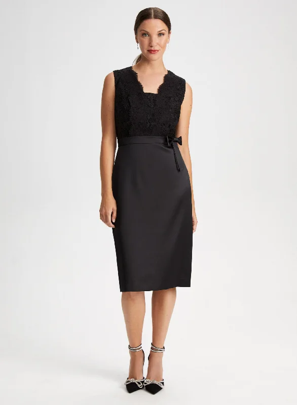 Midi dresses with patchwork patterns for a one - of - a - kind styleLace & Bow Detail Dress Midi dresses with patchwork patterns for a one - of - a - kind styleLace & Bow Detail Dress
