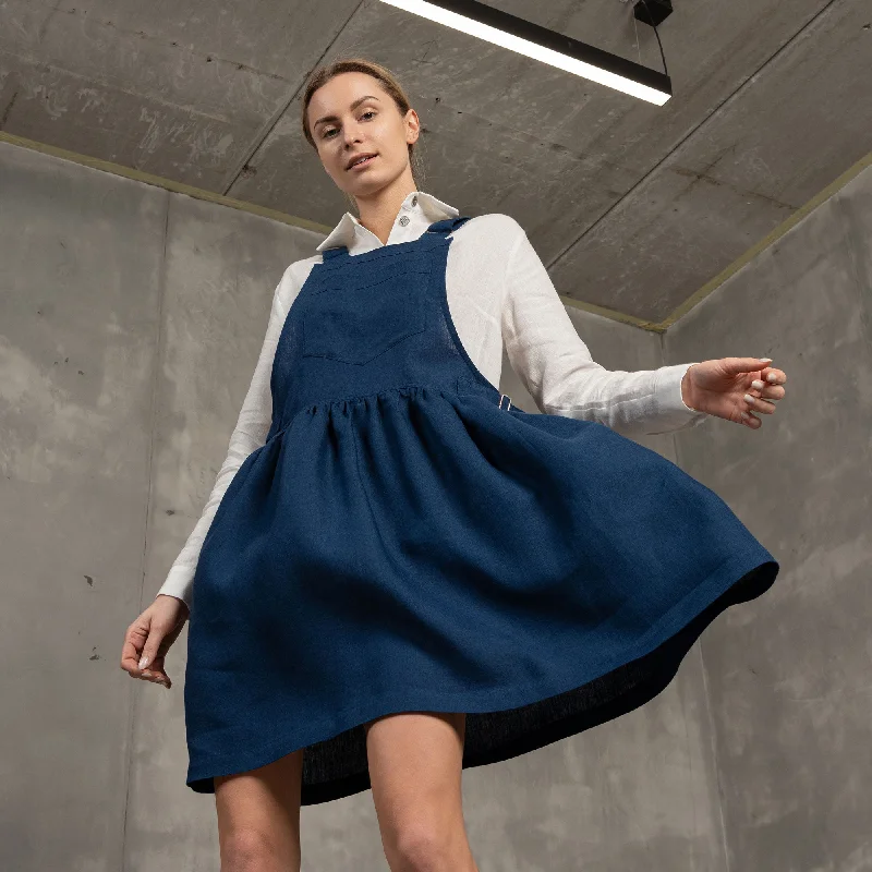 Midi dresses with polka dot prints for a playful summer outfitLinen Pinafore Dress Nicole Midi dresses with polka dot prints for a playful summer outfitLinen Pinafore Dress Nicole