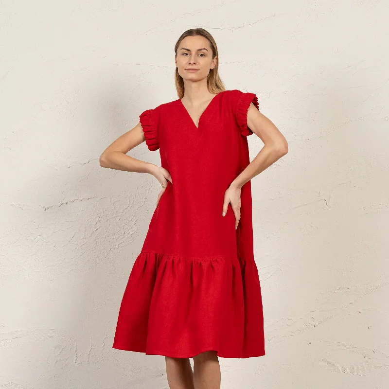 Midi dresses with ruffled hems for a romantic date nightLinen Dress with Ruffles Victoria
