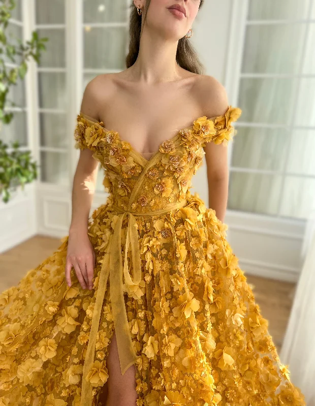 Maxi - inspired midi dresses with flowing fabrics for a beachy vibeMarigold Meadow Gown