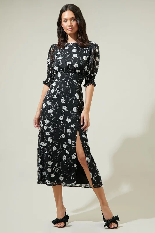 Midi dresses with belted waists to accentuate the figureMarilu Floral Showoff Smocked Waist Midi Dress