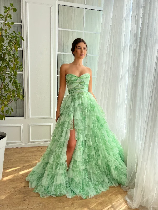 Wrap - style midi dresses in silk for a sophisticated office lookMint Sky Bows Gown