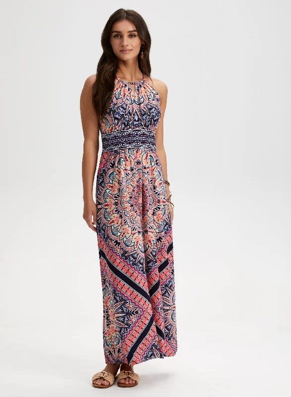 Midi dresses with off - the - shoulder necklines for a flirty lookMixed Print Maxi Dress