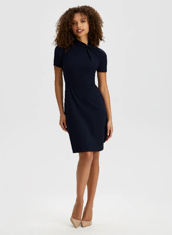 Plaid midi dresses for a fall - themed family gatheringMock Neck Twist Detail Dress