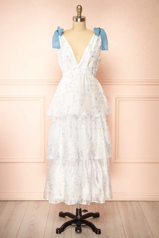 Midi dresses with tiered skirts for a bohemian festival lookNeiva | Floral Tiered Midi Dress