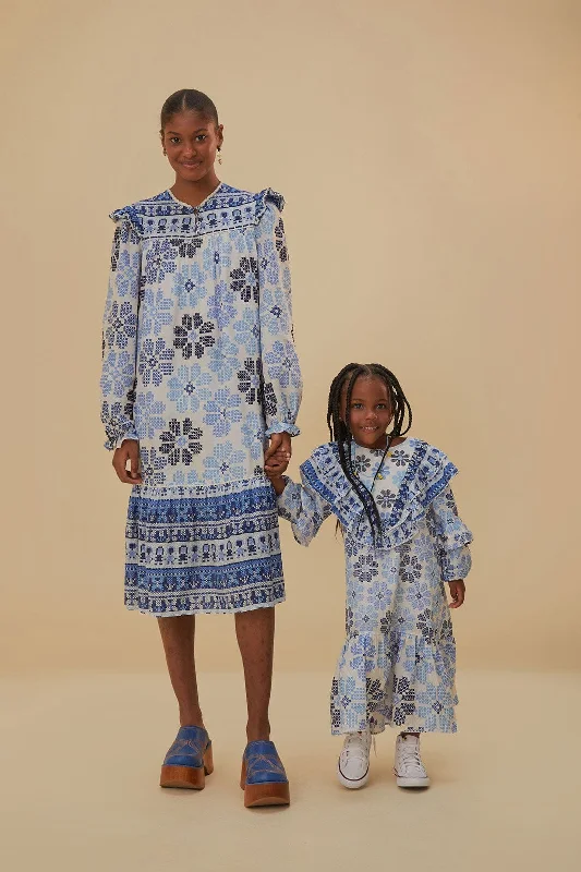 Midi dresses with pleated bodices for a classic and tailored lookOff-White Stitched Flowers And Girls Midi Dress