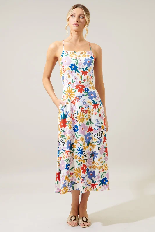 Midi dresses with off - the - shoulder necklines for a flirty lookOjai Floral Booker Cross Back Midi Dress