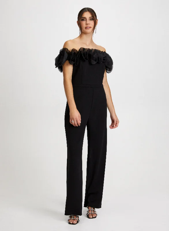 Midi dresses with one - shoulder designs for a modern and asymmetric styleOrganza Ruffle Detail Jumpsuit