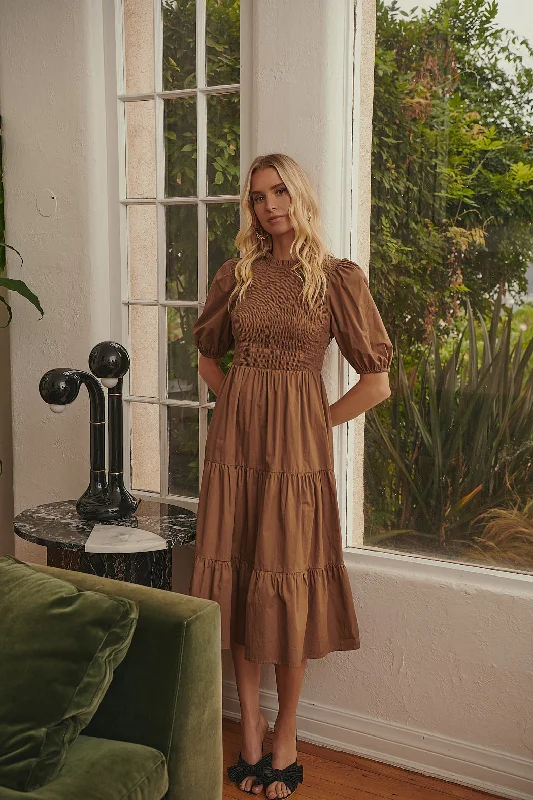 Midi dresses with halter necks for a stylish and comfortable optionPenza Smocked Tiered Midi Dress
