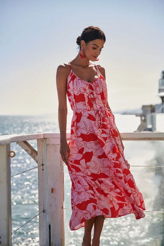 Midi dresses with gathered skirts for a full and flowing silhouettePink Lemonade Scoop Neck Midi Dress