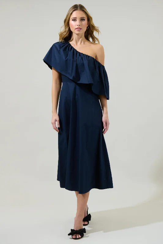 Midi dresses with ruched sleeves for a more fitted and stylish arm lookPrissy Searcy One Shoulder Midi Dress Midi dresses with ruched sleeves for a more fitted and stylish arm lookPrissy Searcy One Shoulder Midi Dress