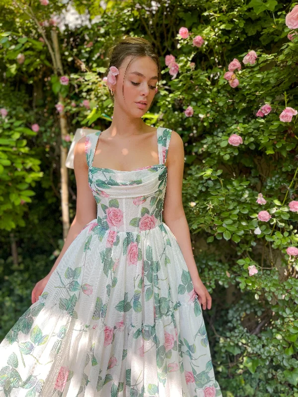 Midi dresses with belted waists to accentuate the figureRose Whispers Belle Gown