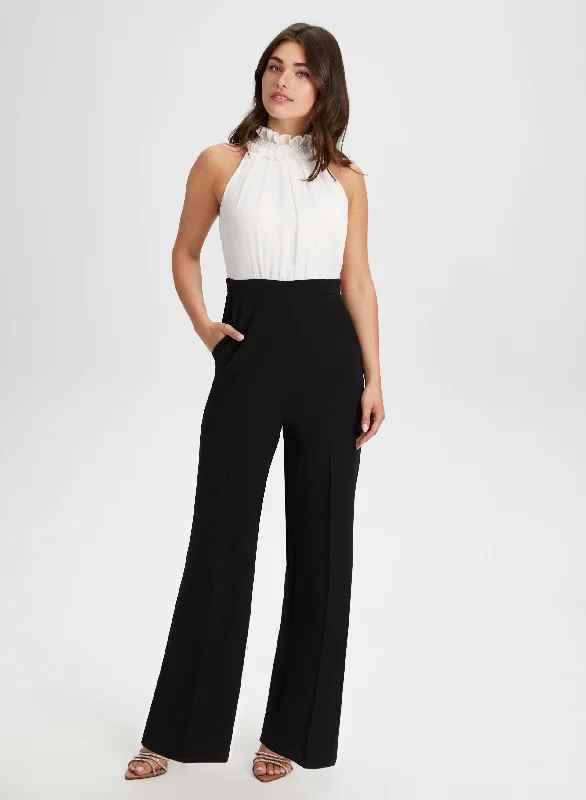 Midi dresses with button - front designs for a classic touchRuffle Detail Halter Neck Jumpsuit