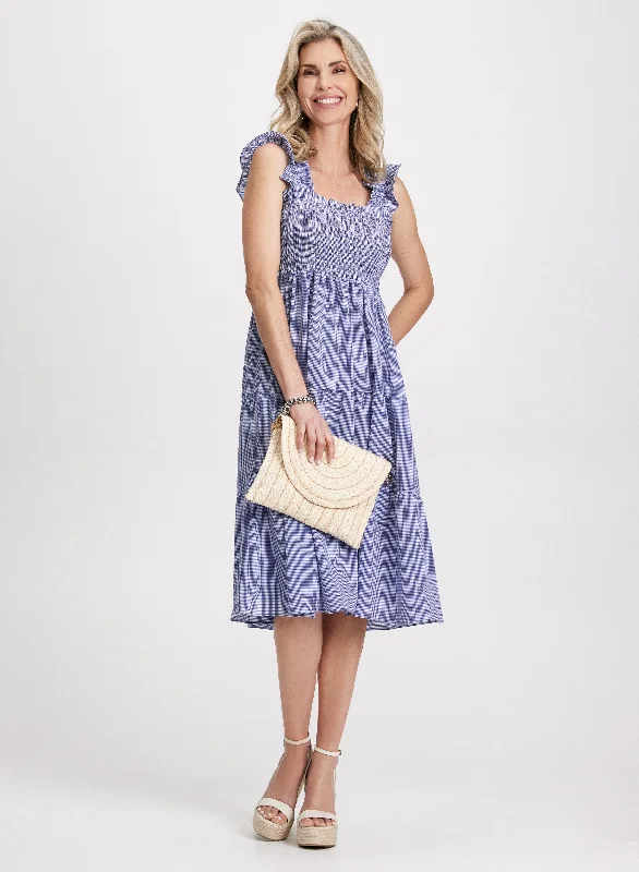 Midi dresses with denim fabric for a casual yet stylish day outRuffled Sleeveless Midi Dress