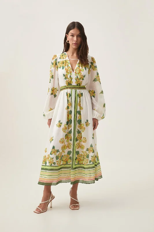 Midi dresses with patchwork patterns for a one - of - a - kind styleSecret Border Print Midi Dress