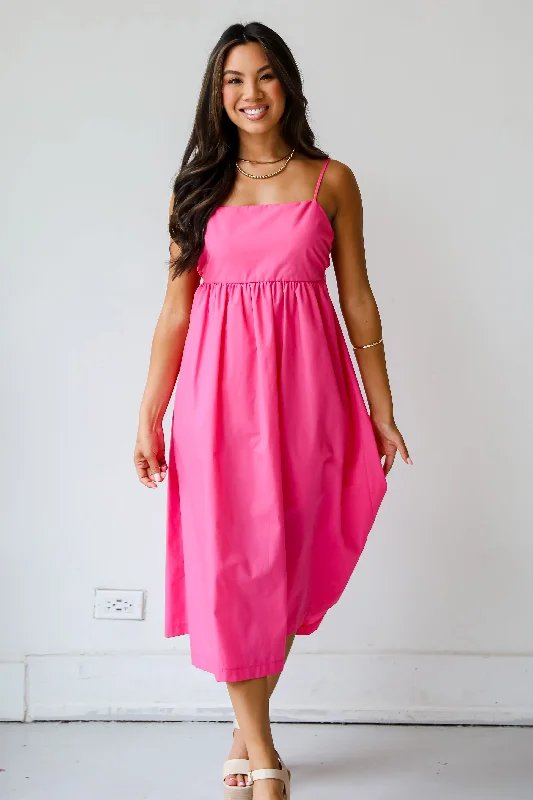 Midi dresses with wrap - around skirts for a customizable fitFINAL SALE - Sent To Charm Fuchsia Midi Dress