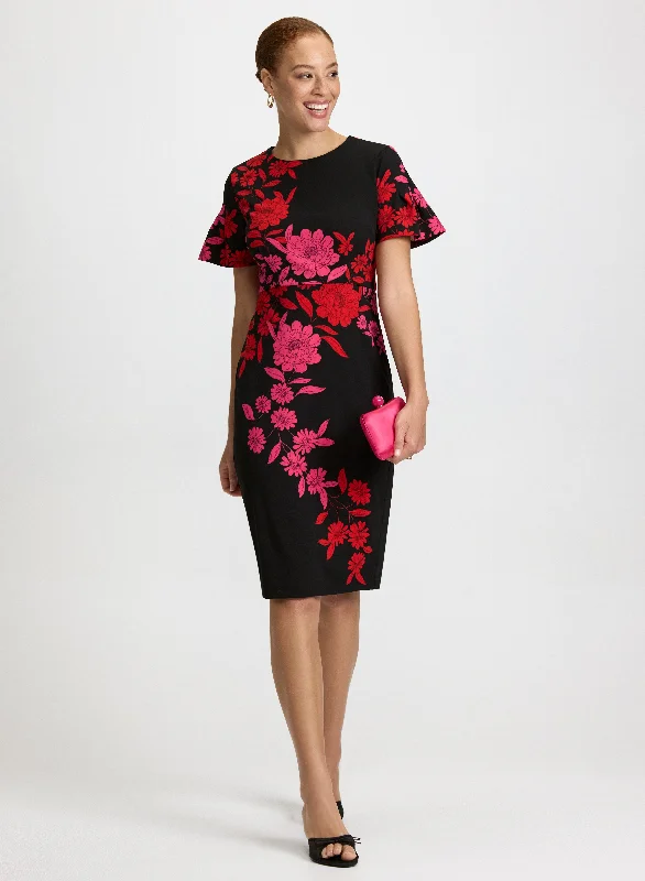 Maxi - inspired midi dresses with flowing fabrics for a beachy vibeShort Crepe Floral Dress Maxi - inspired midi dresses with flowing fabrics for a beachy vibeShort Crepe Floral Dress