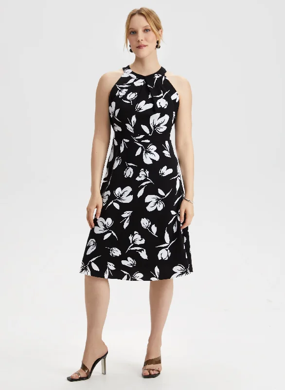 Midi dresses with button - down skirts for a unique and functional designSleeveless Floral Print Dress