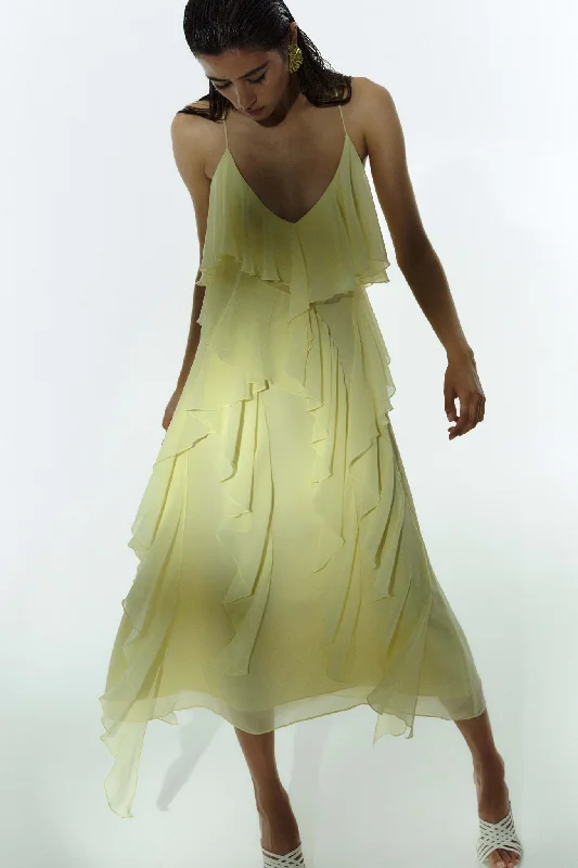 Midi dresses with patchwork patterns for a one - of - a - kind styleValentine Frill Maxi Dress