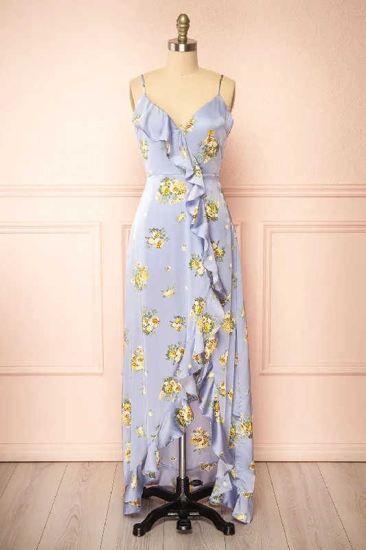 Midi dresses with fringe details for a fun and energetic styleYzila | Floral Blue Maxi Dress w/ Ruffles Midi dresses with fringe details for a fun and energetic styleYzila | Floral Blue Maxi Dress w/ Ruffles