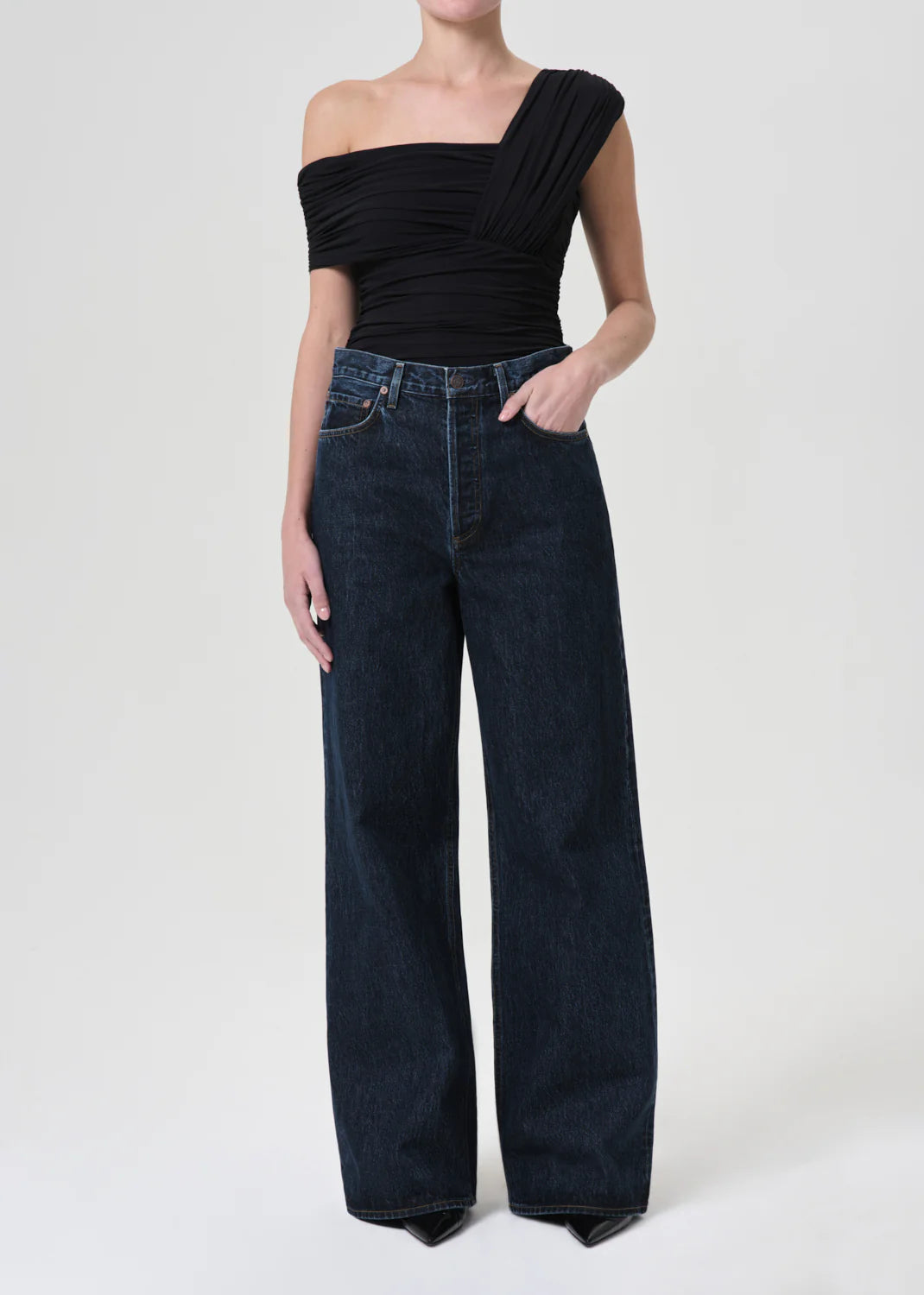Denim Top with a Metallic Accent for a Shiny LookAgolde - Dame Jean No Cuff