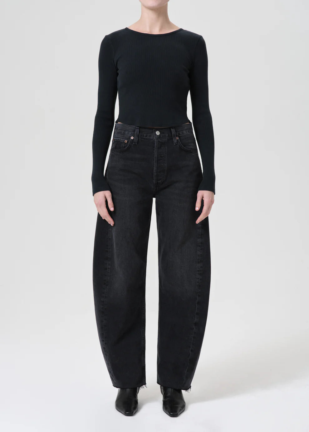 Denim Top with a Metallic Accent for a Shiny LookAgolde - Luna Pieced Jean