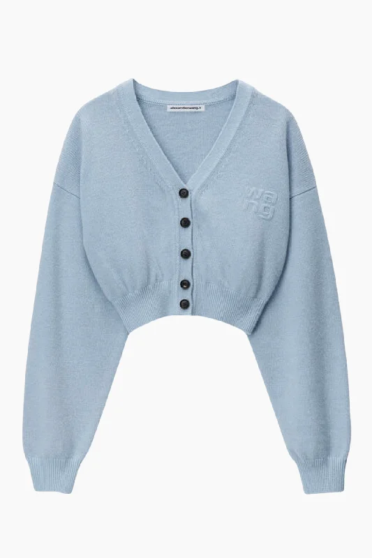 Embroidered women jeans with intricate patternsalexanderwang.t Longsleeve V-Neck Logo Cardigan - Oxford