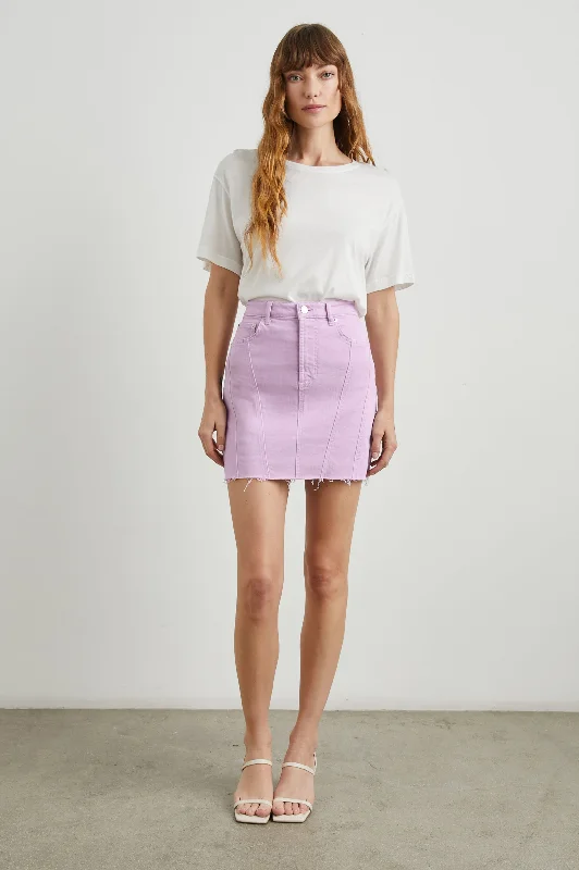 Plus - Size Denim Top for a Comfortable and Stylish FitBRENTWOOD SKIRT - LILAC RAW HEM